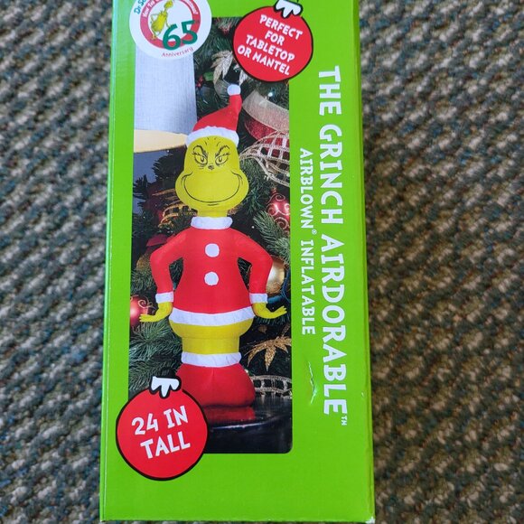 THE GRINCH Airdorable 24” Tabletop/Mantel Christmas Inflatable Santa Grinch T4 - Picture 4 of 4